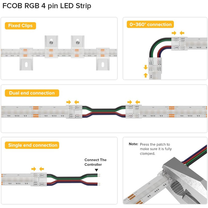 Гнучка світлодіодна стрічка високої щільності 5M 896LED/M 4480LEDs 16W/M DC24V IP30 Неводонепроникний багатобарвний для прикраси будинку своїми руками (без блоку живлення та контролера) (FcobRGB, 5M 840 світлодіодів/м), 2700K)