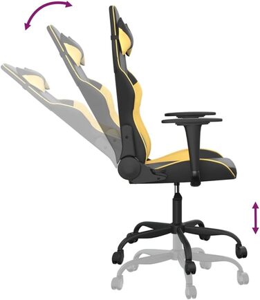 Ігрове крісло, чорно-золота штучна шкіра, офісне крісло, ігрове крісло, обертове крісло, письмове крісло - 3143643