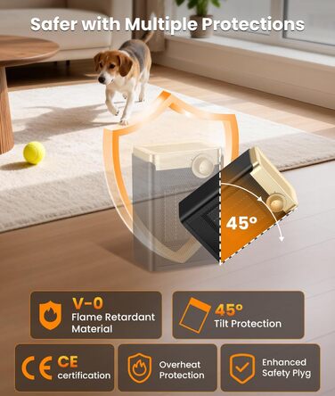 Енергозберігаючий електричний вентилятор-обігрівач, електричний обігрівач потужністю 1500 Вт з керамічним нагрівальним елементом PTC, 3 режими, портативний обігрівач із захистом від перегріву та перекидання, для ванних кімнат, спалень, кемпінгу в приміщен