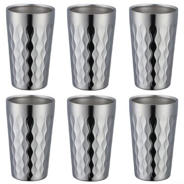 Двостінні чашки для пиття з нержавіючої сталі, 330 мл, ізольовані штабельовані чашки для води для використання на вулиці, набір з 6 предметів