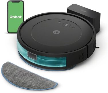 Робот iRobot Roomba Combo Essential для пилососа та швабри (Y0110), потужний пилосос та миття, 3 рівні всмоктування, точкове прибирання, керування за допомогою програми, кнопок або голосу, чорний