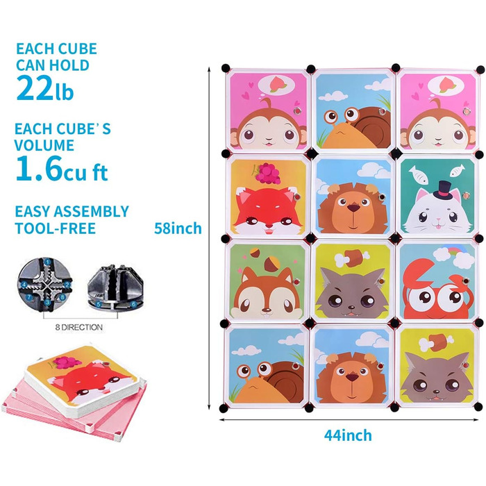 Розширювана дитяча полиця Дитяча шафа Сходинкова полиця Книжкова полиця з дверцятами та 2 вішалками, глибші відділення, ніж зазвич