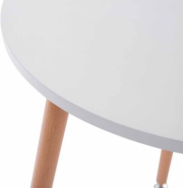 Кухонний стіл CLP Retro-Design Amalie з 3 дерев&39яними ніжками II круглий Ø 60 см I висота столу 75 см, колір білий, колір каркаса натуральне дерево (натуральний) білий