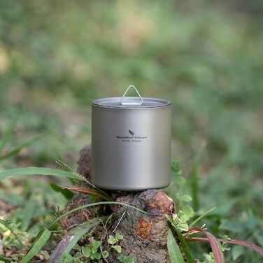 Титанова кружка iBasingo 300 мл, чашки з подвійними стінками та кришкою, надлегкі штабельовані металеві чашки для чаю та кави, міцні портативні напої для кемпінгу, подорожей та щоденного використання на свіжому повітрі Ti3242D 300 мл Ti3242d