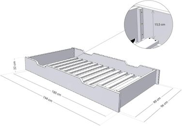 Набір Будинок двоярусне ліжко Monty 90x200 см з дерев'яною шухлядою Buddy 90x180 см на колесах Прозоре восковане ліжко будиночок з