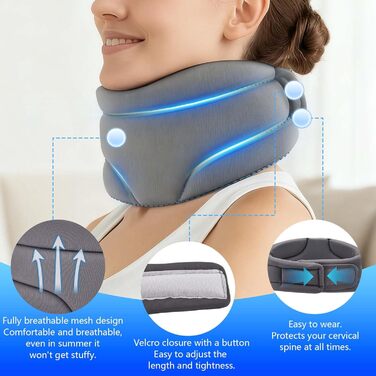 Підтримка шиї від болю в шиї, підтримка шиї проти хропіння, шийний бандаж для сну та щоденного використання, м&39який регульований пінопластовий шийний бандаж, зняття тиску на хребті, для чоловіків та жінок
