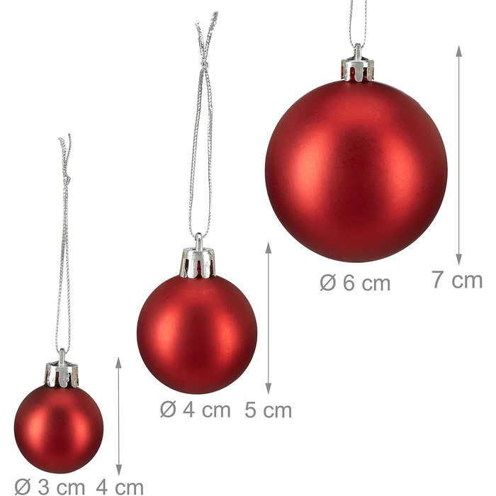 Різдвяні кульки набір із 100 шт червоні Relaxdays