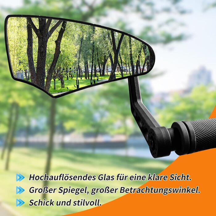 Велосипедні дзеркала (2 шт.), дзеркала заднього виду для велосипедів зі справжнього скла HD, опуклі дзеркала для керма велосипеда, складні велосипедні дзеркала для керма електровелосипеда, ліве та праве (14-20 мм)