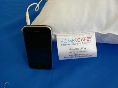 Музична подушка Homescapes з мікрофібри, яку можна прати, 65 x 65 см, подушка для голови з мікрофібри зі знімним динаміком, м&39яка жорсткість