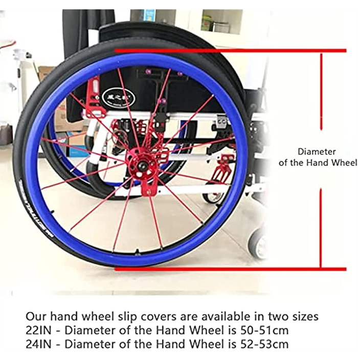 Чохол для інвалідного візка, 24-дюймовий силіконовий ковзаючий чохол для розсувного обода для інвалідного візка, нековзний зносостійкий чохол для рук, чохол для заднього колеса інвалідного візка для покращення зчеплення та зчеплення (колір D, розмір 22 z 
