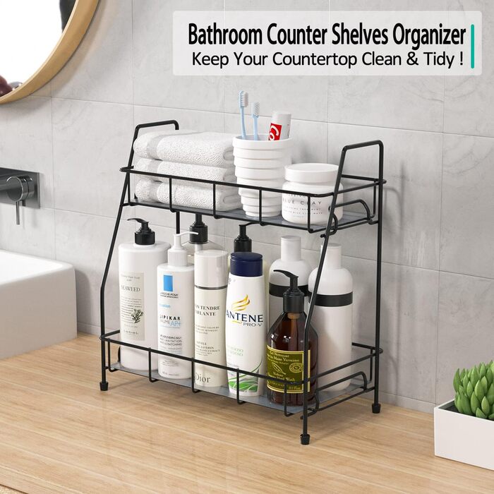 Рівневий стоячий органайзер для спецій, металева підставка для спецій, кухонна стійка, тримач для спецій, для кухонної шафи, ванної кімнати, чорний, 2-