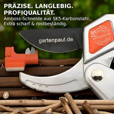 Садові ножиці Ratchet 2.0 з заточкою, включаючи послугу заточування, гібридна тріскачка з ковадлом, з високоякісним лезом SK5, професійні садові інструменти секатор для гілок, ножиці для троянд, ножиці для рослин, ножиці для квітів