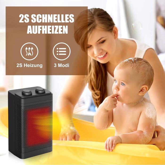 Енергозберігаючий вентилятор-обігрівач - 1500 Вт/2 с швидкий нагрів/3 режими нагріву/коливання 70/тихий обігрівач із захистом від перекидання та перегріву, керамічний вентилятор-обігрівач для офісу, спальні