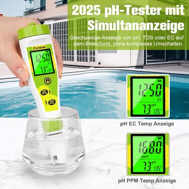 Та EC Meter Grow, PPM та pH-метр для водної гідропоніки Поживні речовини, вимірювання pH, PPM, провідності, температури, DWC, цифровий тестер pH та EC PPM води для басейну 4 В 1