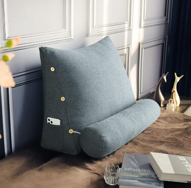 Подушка-книжка, поперекова подушка, клиноподібна подушка, подушка для узголів&39я, м&39яка подушка для ліжка, спинка, трикутна спинка, подушка для спинки дивана, велика подушка для ліжка, подушка для спинки, диван-ліжко, сірий поліестер, 60 см