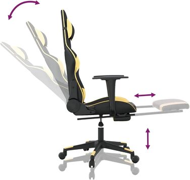 Ігрове крісло з підставкою для ніг, крісло для ПК, ігрове крісло, крісло для геймерів, крісла для ігор, крісла для кабінету, крісло для Playstation, комп&39ютерне крісло, чорно-золота штучна шкіра