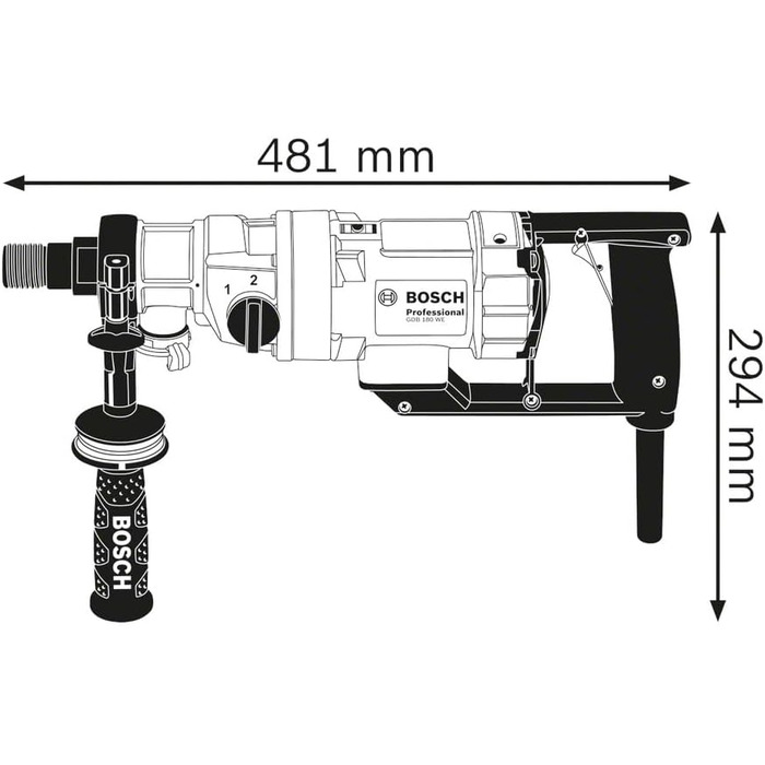 Професійний алмазний дриль для мокрого свердління Bosch GDB 180 WE (5,2 кг, потужність 2000 Вт, 230 В, діапазон свердління 180 мм,