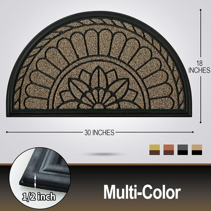 Килимок Mibao 45 x 75 см, нековзний вхідний килимок, міцний килимок, брудозатримуючий килимок з гумовим покриттям для зовнішнього використання, коричневий, 45 x 75 см (прямокутний)