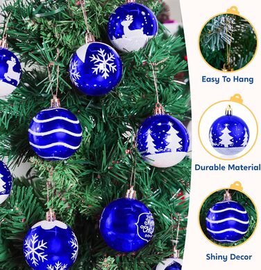 Різдвяні ялинкові прикраси у вигляді синіх та білих кульок 12 шт Joiedomi