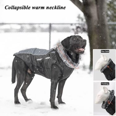Водонепроникна зимова куртка для собак зі шлейкою, захистом для живота, жилетом для домашніх тварин на блискавці, світловідбиваючою та вітрозахисною курткою для собак середнього та великого розміру 2XL-6XL (3XL)