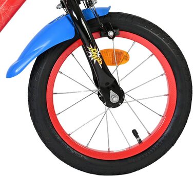 Дитячий велосипед Volare Spider-Man 14 дюймів 3,55 років Ручні та американські гальма, додаткові колеса, захист ланцюга, світловідбивачі Регульоване сідло Подарунок для хлопчиків та дівчаток