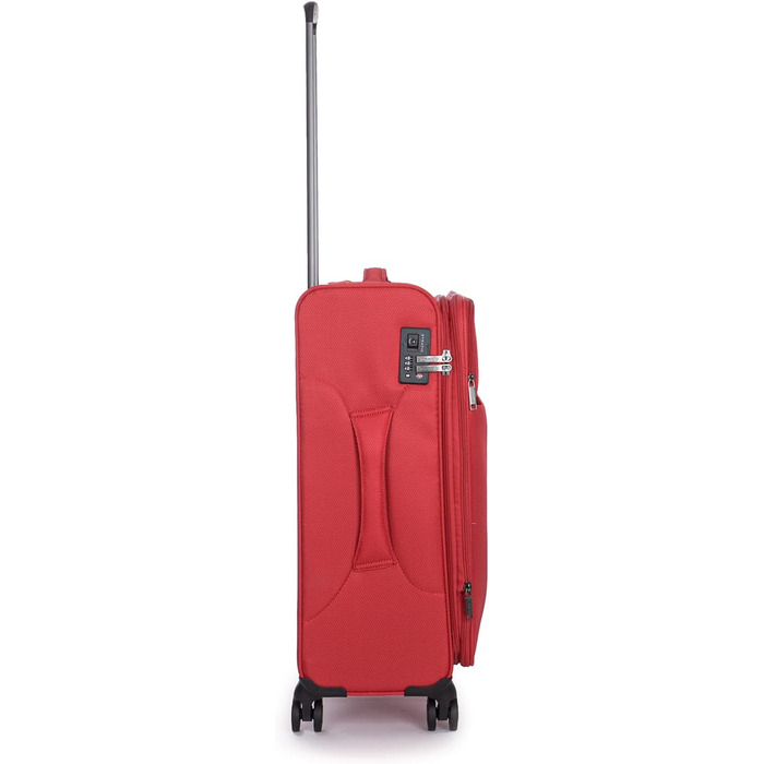 Валіза Stratic Light Soft Shell, на візках, ручна поклажа, замок TSA, 4 колеса, розширювана, червона