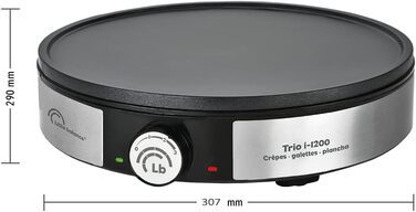 Сковорода для млинців 3 в 1 - Сковороди для млинців, сковорода, регульований термостат - 1200 Вт - Обробка з нержавіючої сталі, 8383 Maxi Crepes Trio i-200 -