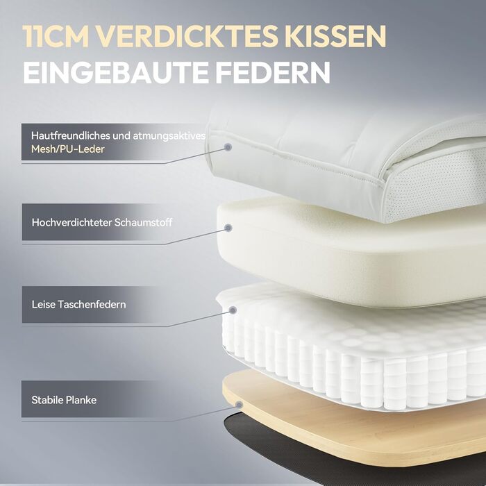 Ігрове крісло Dowinx, ергономічне офісне крісло з пружинними подушками Pocket Spring, крісло керівника з двошаровою м&39якою спинкою та регульованою поперековою подушкою, підлокітниками та підставкою для ніг, крісло для ПК (PU, білий) білий PU