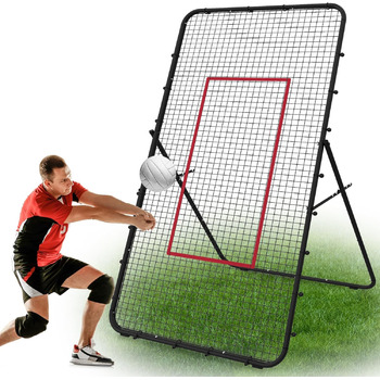 Волейбольна сітка LIANTRAL 2,2 × 1,2 м – тренувальне обладнання з зоною відбивання для лакросу, бейсболу та вправ, регульована для заднього двору, приміщення чи вулиці, чорна