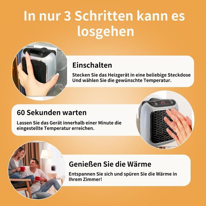 Підключається до мережі обігрівач Instaheat, швидкий нагрів, захист від перегріву та енергоефективний, ідеально підходить для спальні/офісу