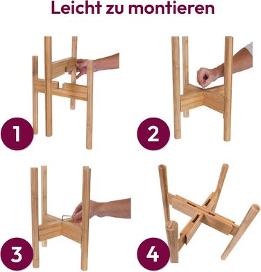 Підставка для рослин Gadgy - Набір із 2 бамбукових підставок для квітів - Регульовані квіткові табурети для горщиків діаметром до 30,5 см - Підставка для квіткових горщиків, висота 35,5 см - Підставка для рослин на бамбукових ніжках.