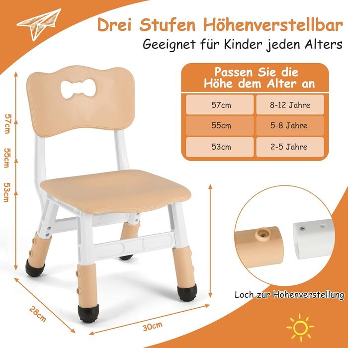 Дитячий стілець пластиковий, дитячий стілець для письмового столу регульований по висоті, дитячі стільці зі спинкою до 100 кг нава