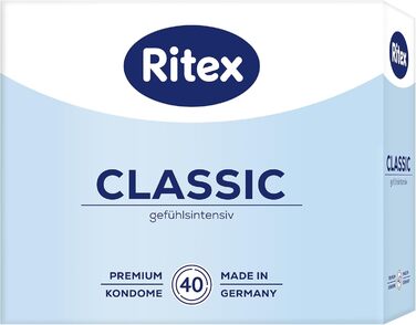 Презервативи Ritex Classic - емоційно насичені для особливо інтенсивних відчуттів, 40 шт. , Зроблено в Німеччині (ука)