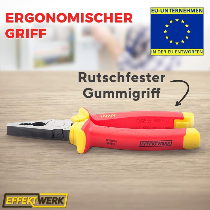 Набір електроінструментів (3 предмети), ізольовані, з сертифікацією VDE комбіновані плоскогубці, довгі/гострогубці та бічні кусачки