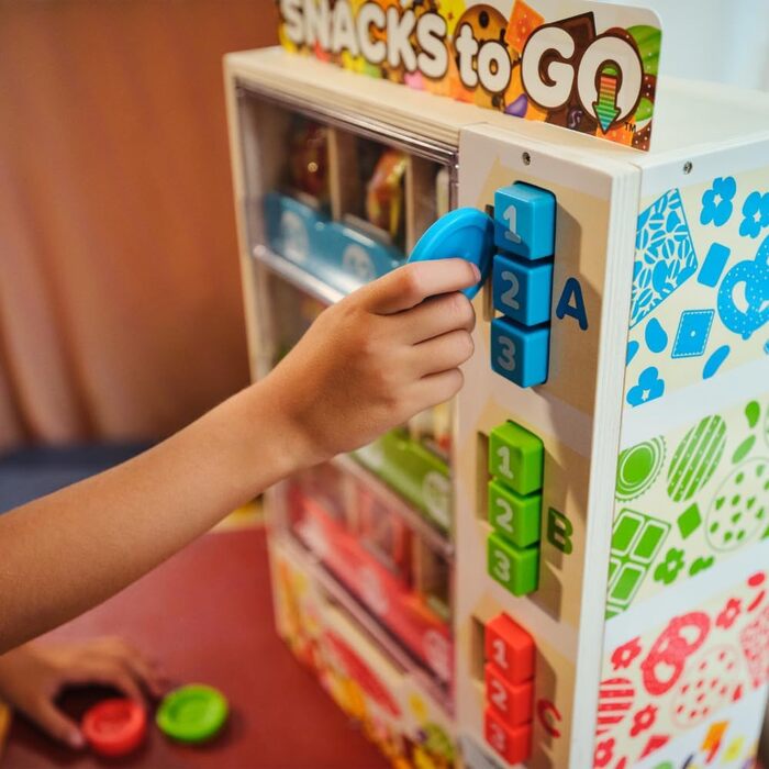 Ігровий набір Торговий автомат Melissa & Doug, 19 деталей, зі снеками, напоями та монетами, розвиваюча іграшка для дітей від 3 років