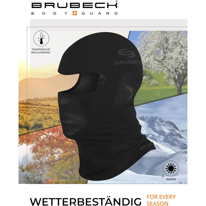 Унісекс-каркас BRUBECK Балаклава Функціональний Мериносова вовна Багатофункціональний шарф Шарф на шию Шарф на шию, розмір S, чорний