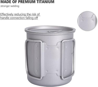 Мл Титанова кружка Кемпінгова кружка Відкритий чай Кава Дорожня кружка з кришкою та відкидною ручкою Легка кружка для води Чашка д