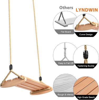 Дерев'яні гойдалки сидіння, гойдалки дерев'яні для дорослих і дітей гойдалки садові з регульованою мотузкою криті і відкриті гойда