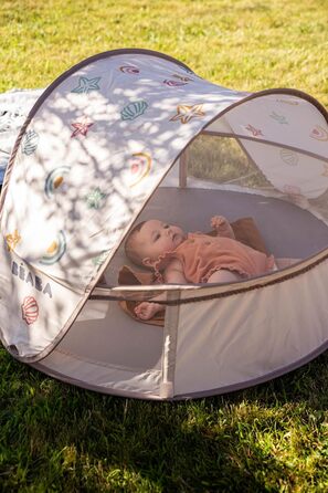 Пляжний намет, Дитячий намет 2 в 1 із захистом від ультрафіолету, 0-24 місяці, Максимальний захист від ультрафіолету UPF50, Фільтровані ультрафіолетові промені, Вентиляція 360, Москітна сітка, Місткий, Система розкладання, Сумка для перенесення, BreezyNes