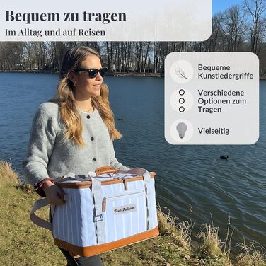 Велика сумка-холодильник 45 л XXL, сумка для пікніка, для покупок, пляжу, автомобіля, кемпінгу, використання на свіжому повітрі, пасивний холодильник, сумка-холодильник, сумка для заморожування, термосумка, ізольована сумка, верхній клапан, складна, ретро