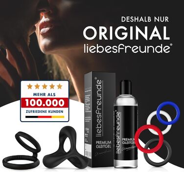 Набір кілець для пеніса Liebesfreunde Deluxe - 6 еластичних кілець для міцної ерекції, кільця для пеніса та яєчок для чоловіків - ідеальна посадка, секс-іграшка для пар, чорний