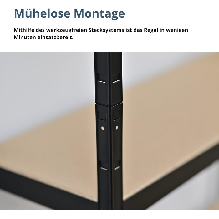 Стелаж SCHULTE Shelf World для важких умов експлуатації з 4 рівнями, 180x160x60 см (ВxШxГ), вантажопідйомність на рівень приблизно 250 кг, чорний текстурований, стелаж для зберігання, стелаж для підвалу, стелаж для майстерні, стелаж без ригелів