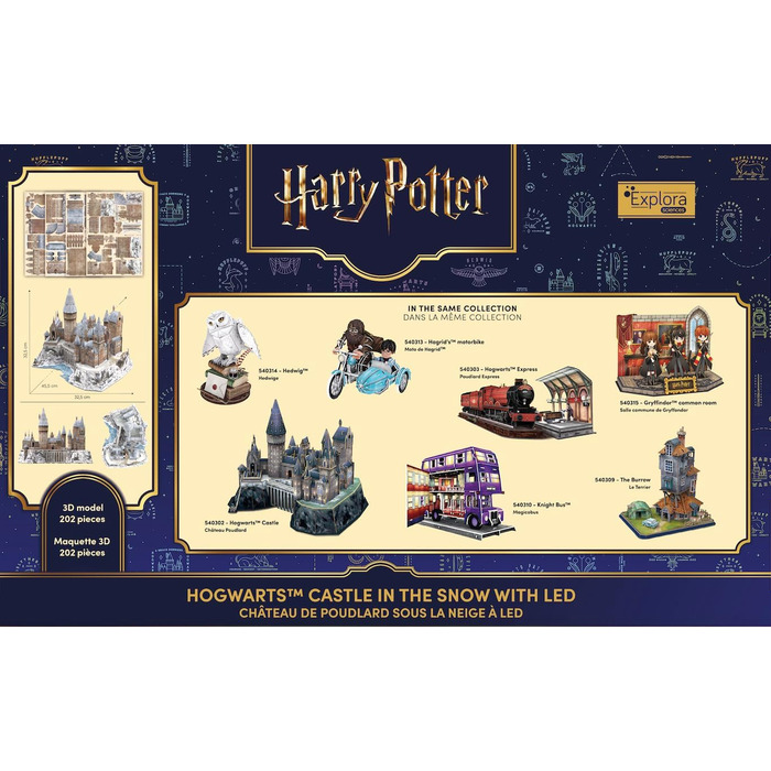 Пазл EXPLORA Сяючий замок Гоґвортс (офіційна ліцензія Harry Potter) 202 деталі, арт. 540312 конструктор для моделювання від 8 років, без клею та ножиць, 3D-