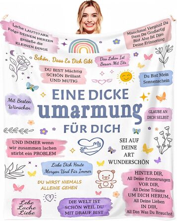 Подарункова ковдра для найкращої подруги 150 x 200 см Персоналізована ковдра для обіймів, натхненний подарунок для дружби для жінки, дівчини, сестри на день народження, різдвяний подарунок для обіймів 150x200 см