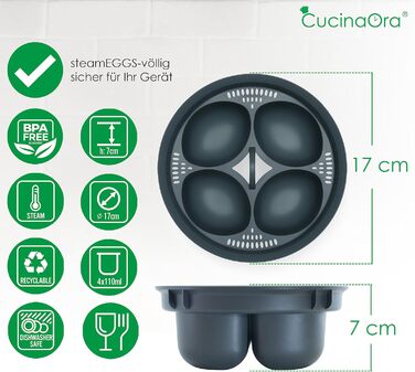 Яйцеварка CucinaOra 4 яйця Котел для яєць steamEGGS - Аксесуари Thermomix TM6 - Thermomix TM5 TM31 - Аксесуари для Thermomix Vorwerk - Thermomix TM6 Аксесуари - Браконьєри для яєць - Termomix Аксесуари TM6/TM5/TM31