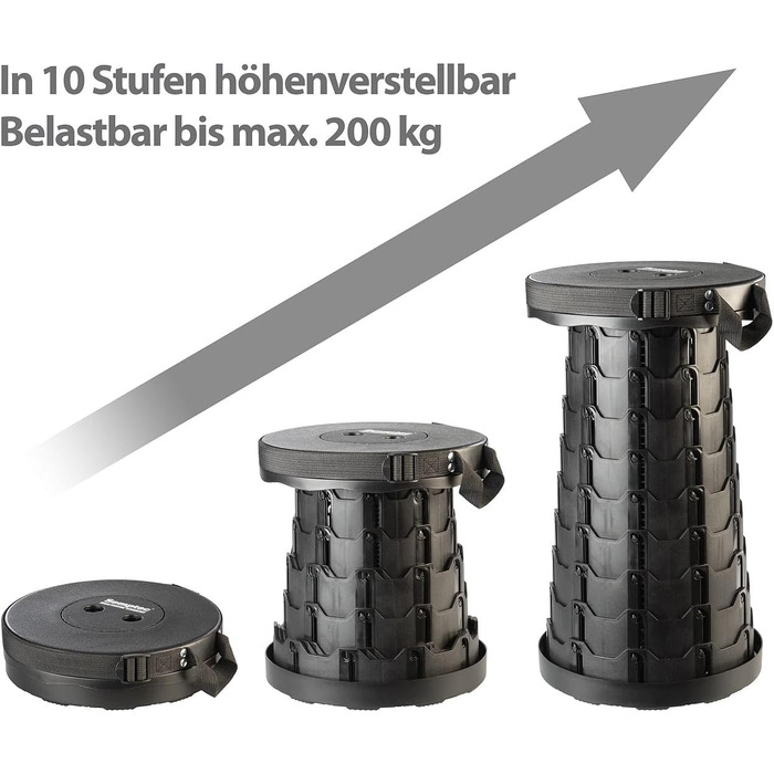 Складаний стілець Semptec Urban Survival Technology портативний телескопічний стілець із 2 предметів, регульована висота, до 200 кг (мобільний стілець, складаний, для риболовлі)