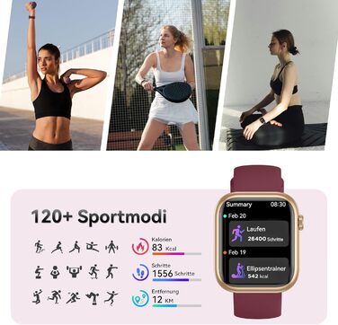 Розумний годинник для чоловіків та жінок, 1,83-дюймовий HD фітнес-трекер з крокоміром/монітором артеріального тиску/монітором серцевого ритму/функцією телефону, трекер сну, 120 спортивних режимів, водонепроникний фітнес- та спортивний годинник IP68 для iP