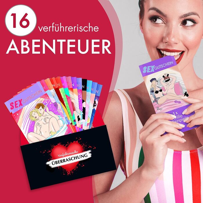 ЧОЛОВІЧИЙ ПОДАРУНОК Секс ваучери для пар (Нім.) - 16 еротичних ваучерів з оригінальними секс-позами для хлопця, чоловіка