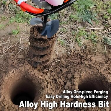 Садовий бурильник для стовпів, 4 фути, ручний, з гострими міцними лопатями, 31,5 дюйми для швидкої посадки цибулин, розсади та встановлення стовпів (діаметр 10 см)