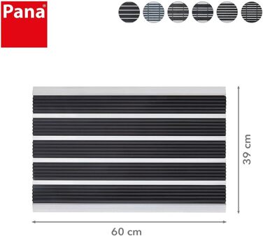 Алюмінієвий килимок для дверей PANA (39x60 см) Вуличний килимок для дверей Килимок для бруду Вуличний килимок для дверей зі вставками з голчастого фетру Килимок для підлоги Колір Чорний 39 x 60 см Чорний